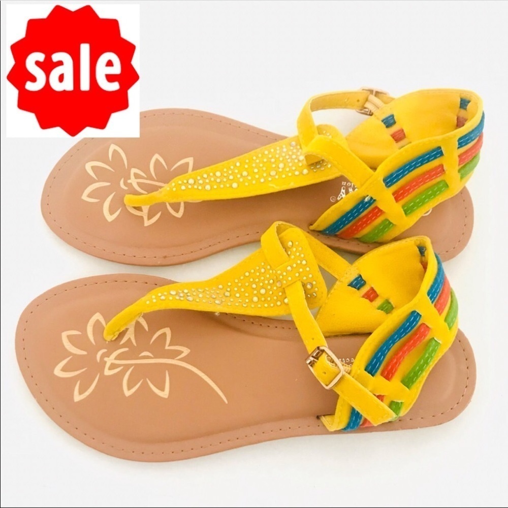 Via Pinky | Studded Thong Sandals Yellow Flats
